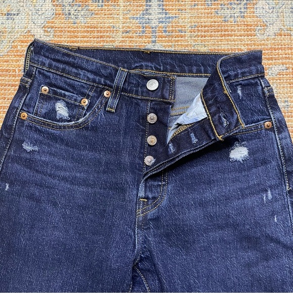 Levi’s 501 Salsa Destiny Dark Wash Button Fly Skinny Jeans 26x28 - Picture 2 of 12